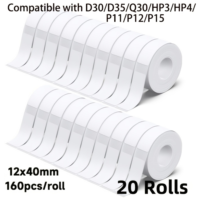 TEMU 20 Rolls 12x40mm Thermal Label Stickers, 160pcs/roll, Compatible With P15 Model Label Printers, Suitable For Home, Gift, Office Stationery