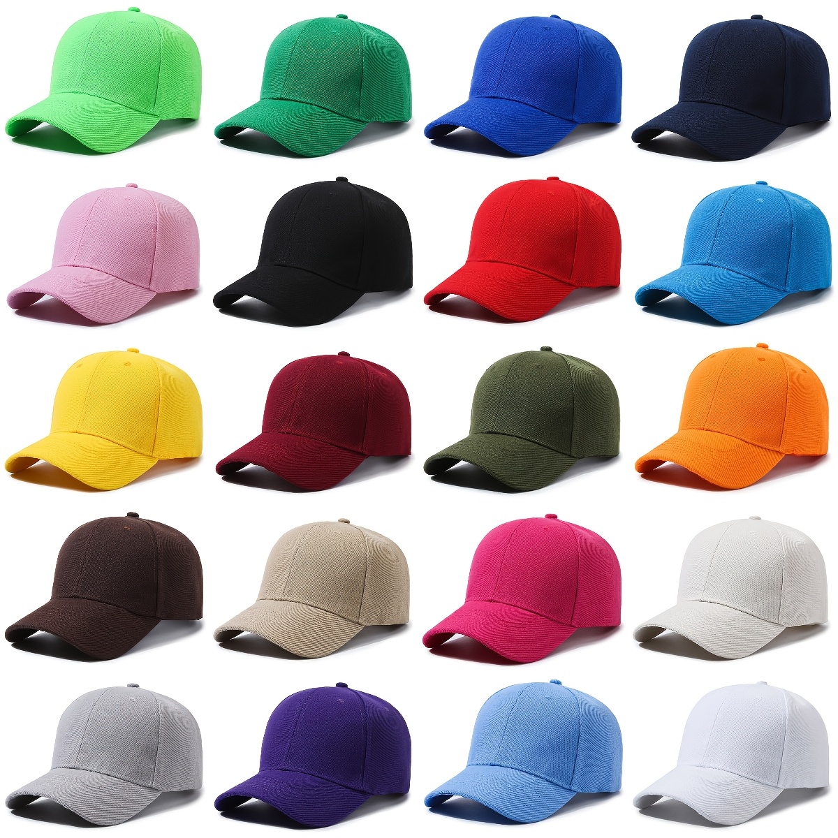 

5/10pcs Casquettes de Baseball en Polyester Vibrantes, Ajustables, Légères avec Bord Plat pour Broderie & Designs DIY - pour , les Sports en & la Protection Solaire