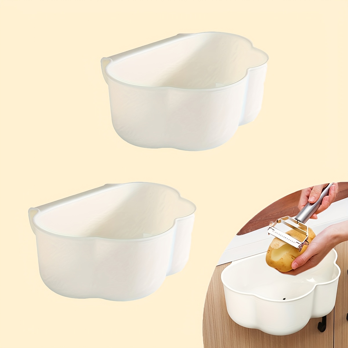 Diaper Organizer 2pcs Kitchen Cabinet Door Hanging Trash Cans, Hanging Diaper Organizer, Kitchen Trash Drip Tray, White