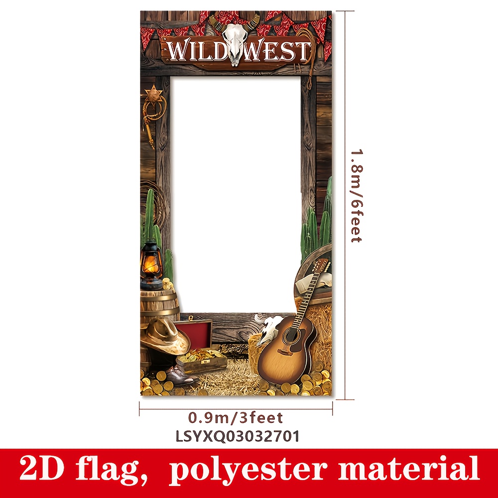 TEMU 1pc, Western Cowboy Style Party Banner, 90cm X 180cm/3ft X 6ft, Cutout Photo Booth Prop With Western Cowboy Theme For Birthdays And Parties,