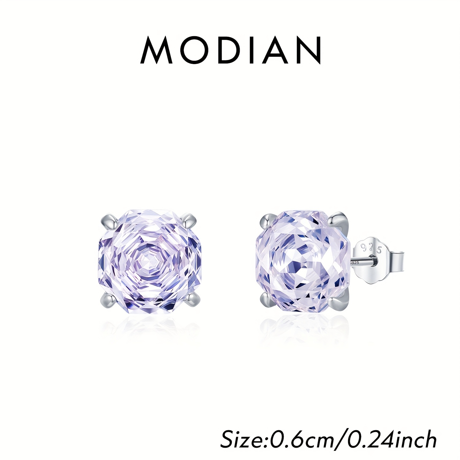 TEMU 925 Sterling Silvery Elegant Violet Synthetic Zirconia Wedding Engagement Earrings For Women Fine Jewelry
