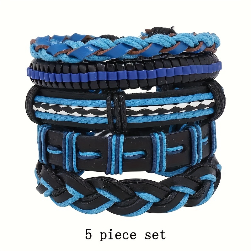 E-shop Neues blaues gewebtes Armreif-Armband, elegantes stilvolles Alltags-Armreif-Armband, 5er-Set
