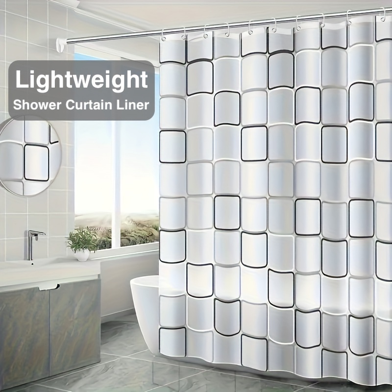 

1pc Peva Plastic Shower Curtain, And Large Pattern, , 12 Metal Buckles , 12 Plastic Shower Curtain ,