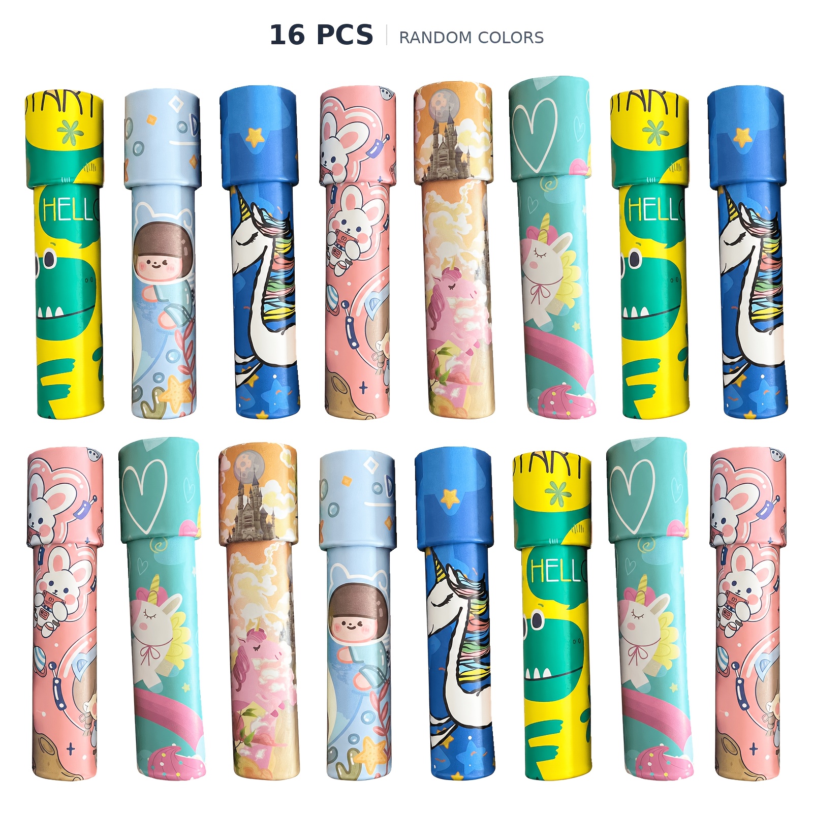TEMU 16 piezas de juguetes de de dibujos animados, colores y diseños aleatorios, juguetes ópticos para niños, recuerdos de de y rellenos para bolsas