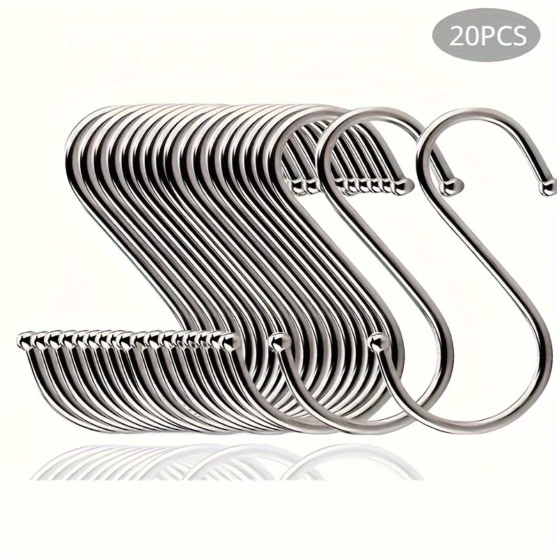 

20 Pcs Stainless Steel S-hooks - Rust-resistant Multipurpose Hanging Hooks For Kitchen Utensils, Pots, Pans, Bags, Cups