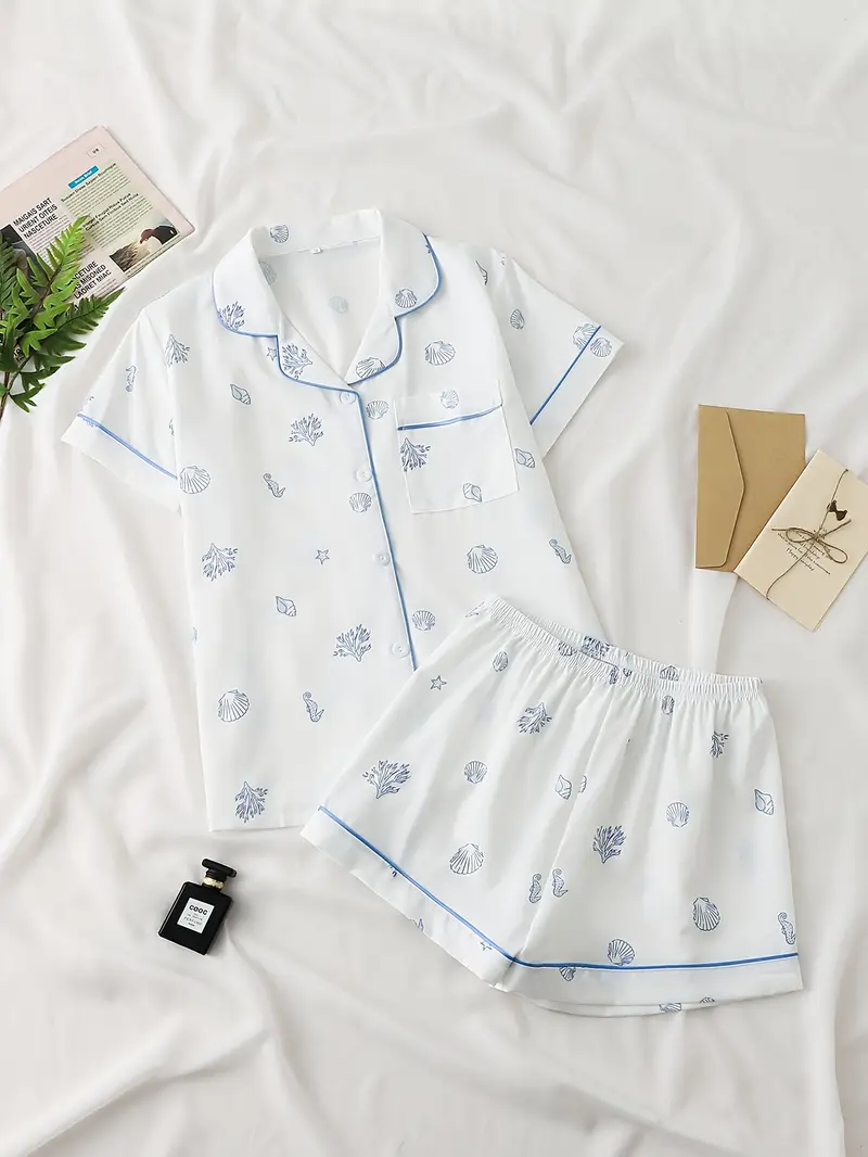 ladies two piece satin pajamas set ladies two piece short sleeved stand collar top with shorts ladies pajamas for two piece womens set Product details 0