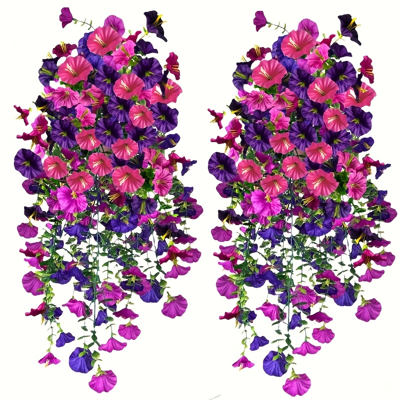 2pcs uv resistant artificial hanging flowers with   eucalyptus leaves vibrant pink   green   plants for outdoor home office garden decor   holidays seasonal celebrations