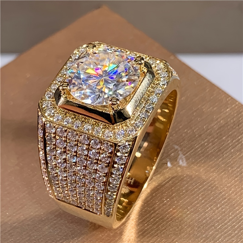 

Fashionable Alloy Band With Synthetic Cubic Zirconia , Unisex, Square Halo Design, Non-plated Engagement Ring, Sparkling Crystal Wedding Ring For Men And Women