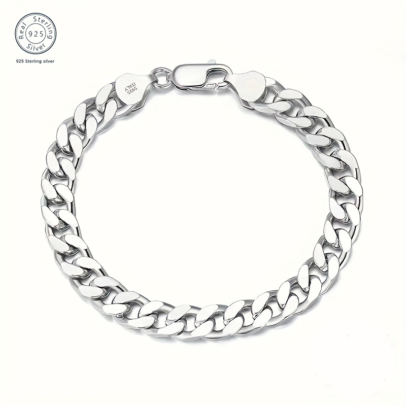 

925 Sterling Silver 35mm Diamond Cut Cuban Chain Bracelet, Suitable For Men And Women Daily Wear, With A Beautiful Gift Box, Suitable For Holiday Gifts