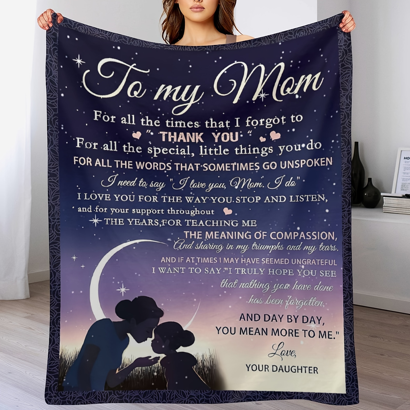 

Gift Of Blanket, Best Birthday Gifts For Mom - Funny Mother's Birthday Presents From Daughter - Great Gift For Mom, Mother's Day, Birthday, Christmas Presents For Mothers, Blankets