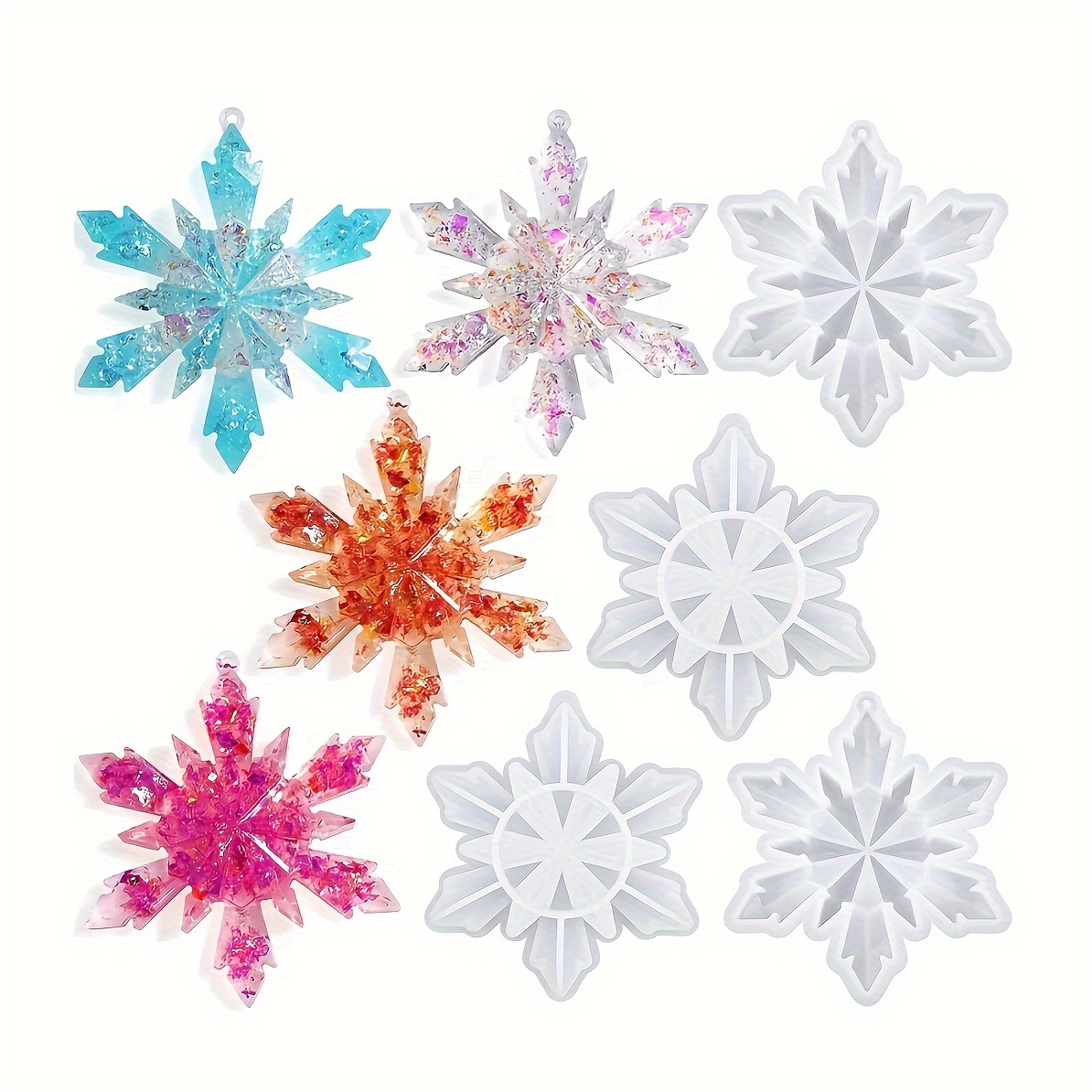 

4 Pcs Festive Snowflake Resin Molds - Perfect For Diy Christmas Decorations: Silicone Molds For Resin Crafts, Suitable For Home Table Decoration And Jewelry Casting