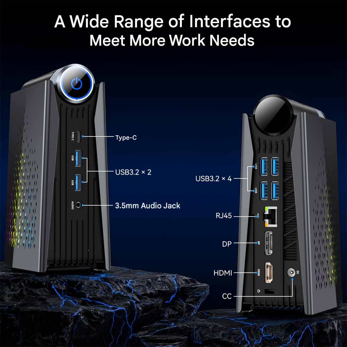 PC AMD Ryzen 7 8745HS (Tot 5.1GHz, 8C/16T) 16GB DDR4 512GB M.2 NVMe PCIe 3.0 SSD | ACEMAGIC PC Gamer, USB Power Mode, Geen WLAN