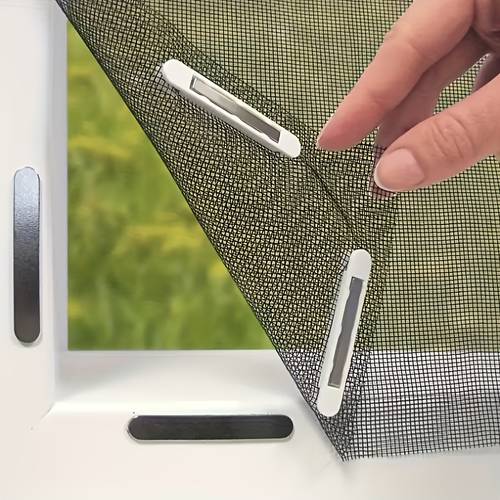 1 set magnetisches moskitonetz fenstergitter, verstellbare größe, hohe atmungsaktivität, kein bohren erforderlich, klebefolie für einfache montage, insektenschutz-design