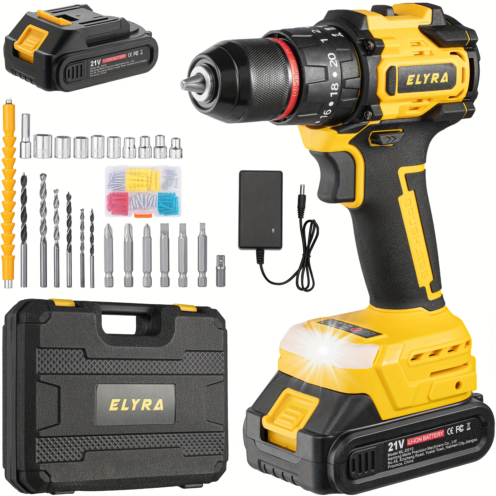 Elyra krachtige lithiumbatterij draadloze oplaadbare handboor