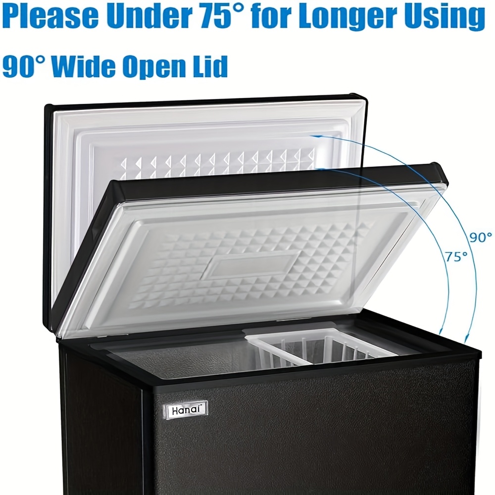 WANAI Chest Freezer Small Freezer Black Deep Freezers Compact Free-Standing Top Door Adjustable 7 Thermostats And Removable Basket Open Deep Freezer Apartment Kitchen