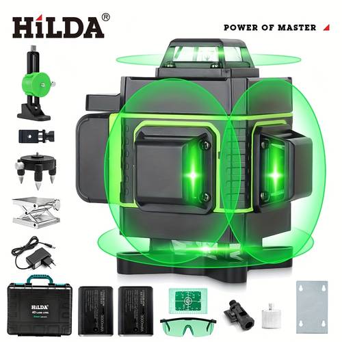 16-Line Laser Level with LCD Display, 3000mAh Batteries,