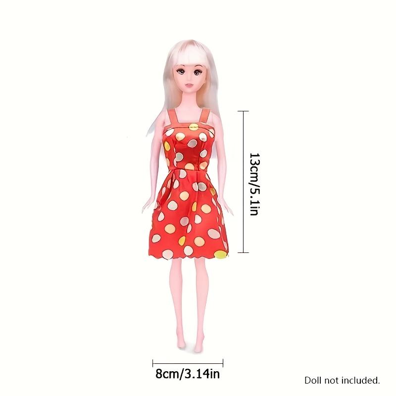 32pcs Doll Dress-Up Set for Girls, Assorted Styles with 10 Outfits, 10 Shoes, 6 Crowns, 6 Necklaces, Fashion Accessory Collection, Mixed Color, Durable Plastic Material