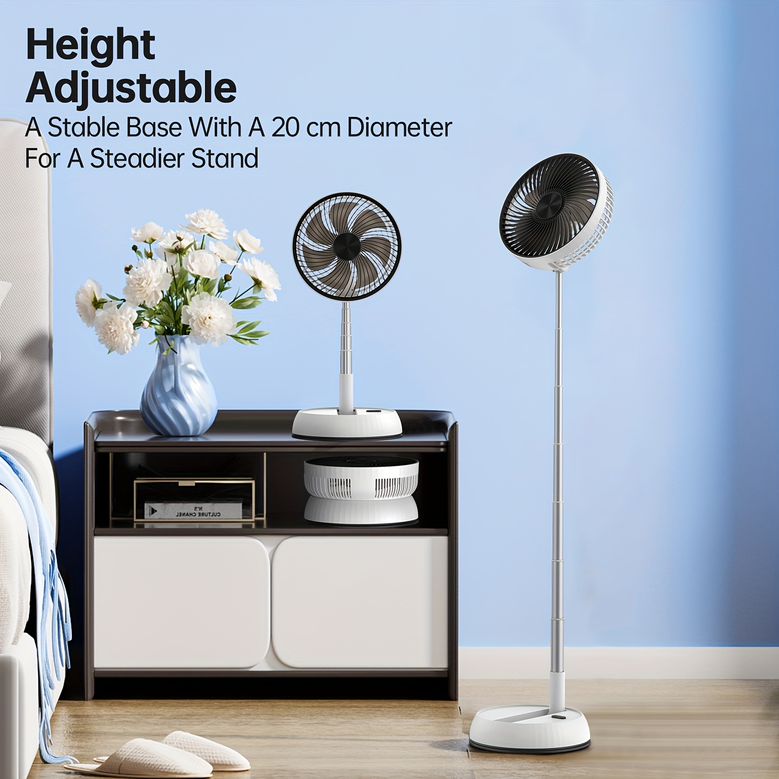 Portable 8-Inch Folding Fan with a 7200Mah High-Capacity, Featuring a Retractable Design And Remote Control, Ideal for Outdoor Activities And Camping