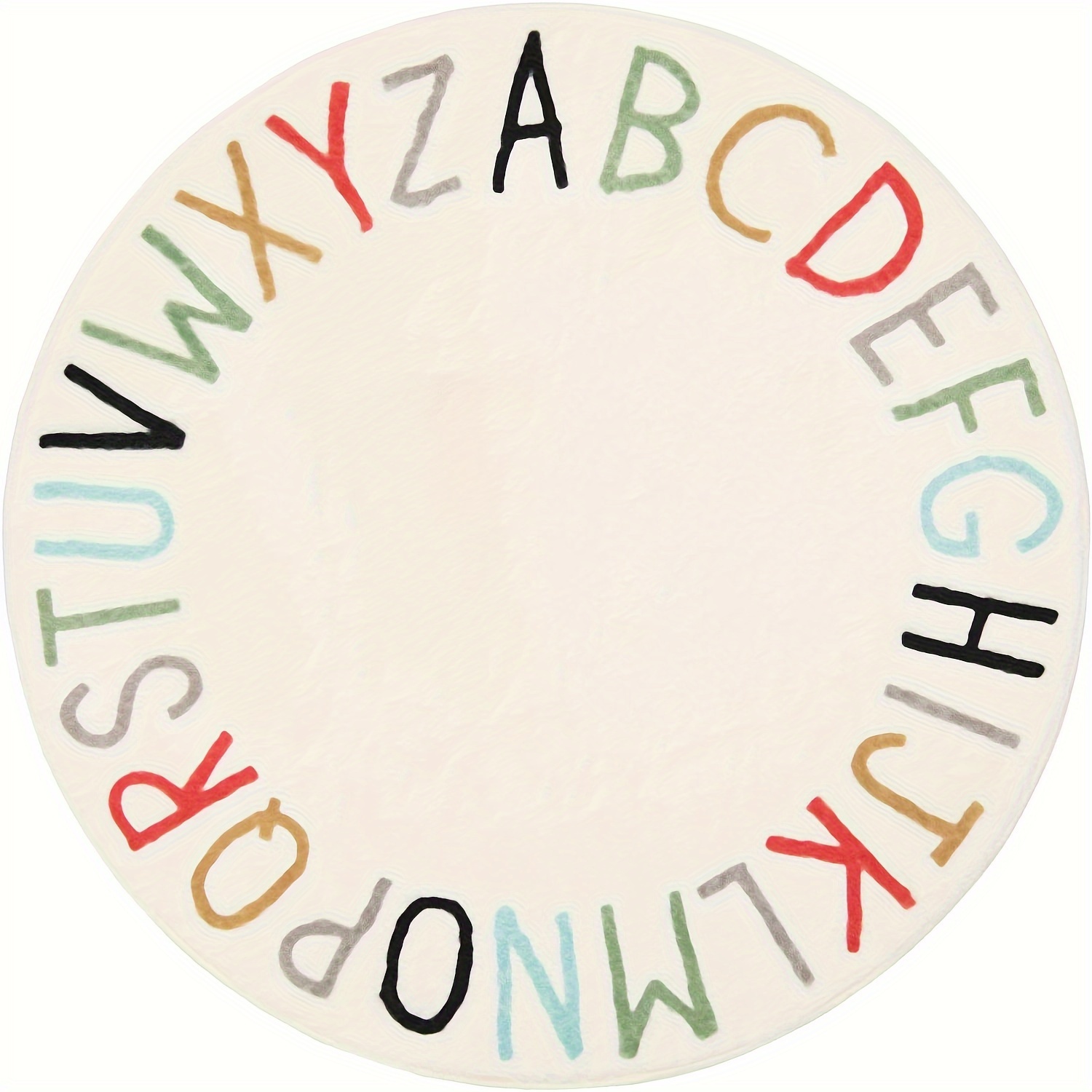 1pc Round Cute Abc Letter Printed Carpet, Game Home Decoration Carpet, Living Room Plush Carpet, Absorbent, Washable, Non-slip Floor Mat, Entrance Living Room Kitchen Bathroom Supplies, Thickness 1cm