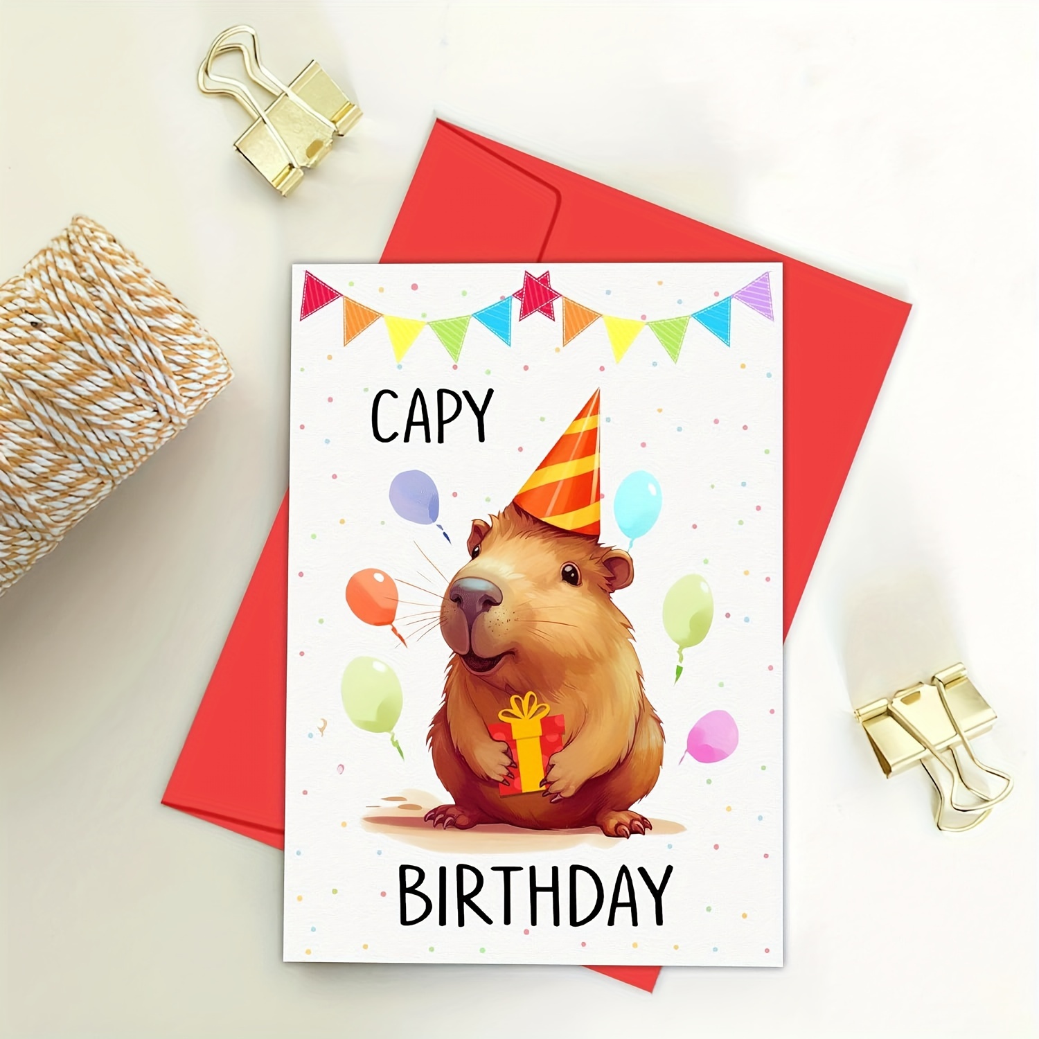 

1pc, Funny Birthday Card, Cute Capybara Birthday Card, Capybara Birthday Phrase Card, Happy Birthday Card For Him Her