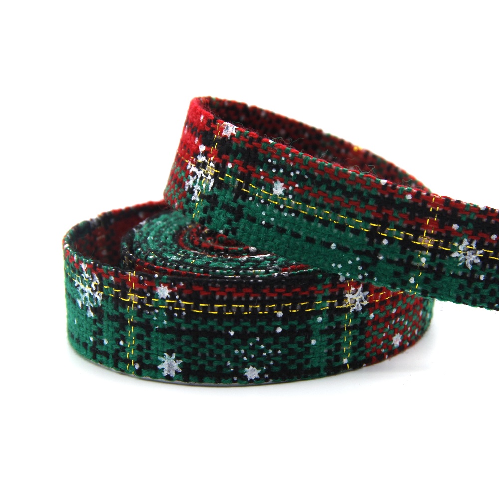 TEMU Ruban à Carreaux de Noël 5 /Rouleau avec Impression Décalée de de Neige Dorés et Fil - Tissu Adapté pour Emballage de Cadeaux de Fêtes, Loisirs