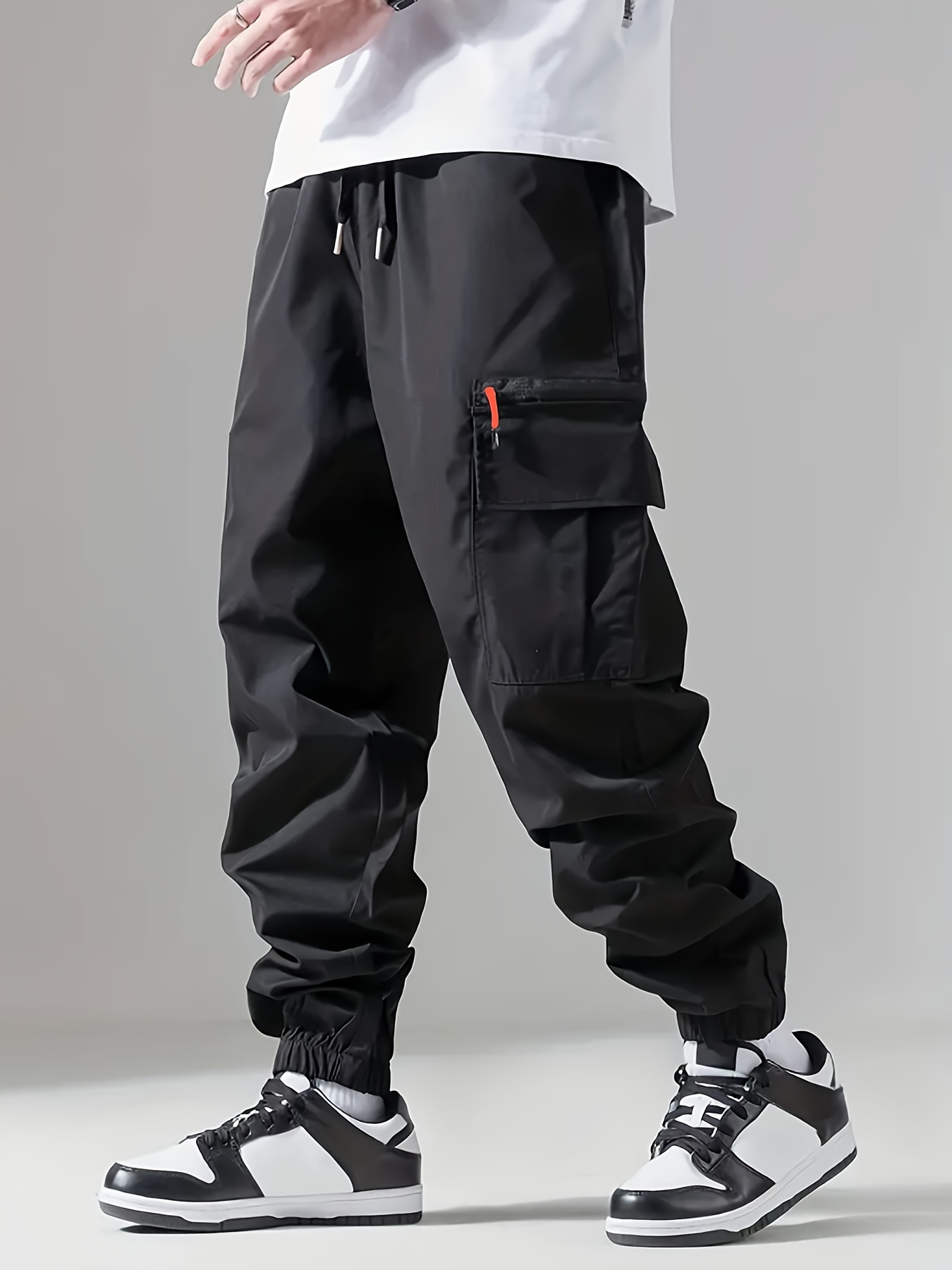 FROPEDGE Pantalones Tácticos Negros Para Hombre Techwear, Pantalones Cargo Para Hombre, Pantalones Holgados De Paracaídas, Pantalones Cyberpunk, Pantalones Recortados, Negro