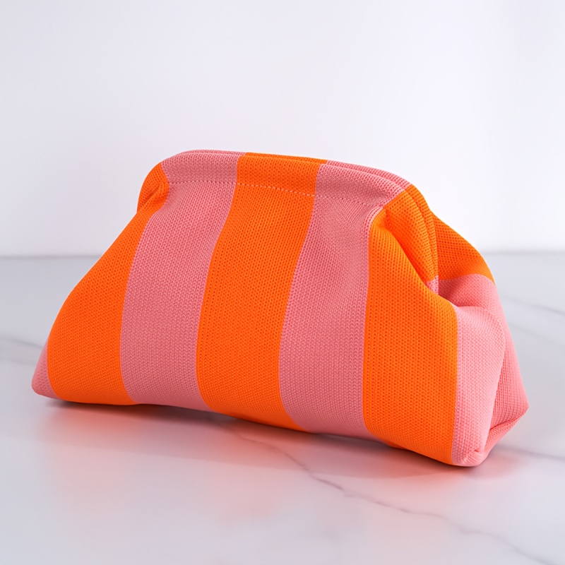 Cross-border Hot Item Women's Striped Beach Bag Knitted Bag For Commuter All-match Striped Cloud Bag Knitted Handbag