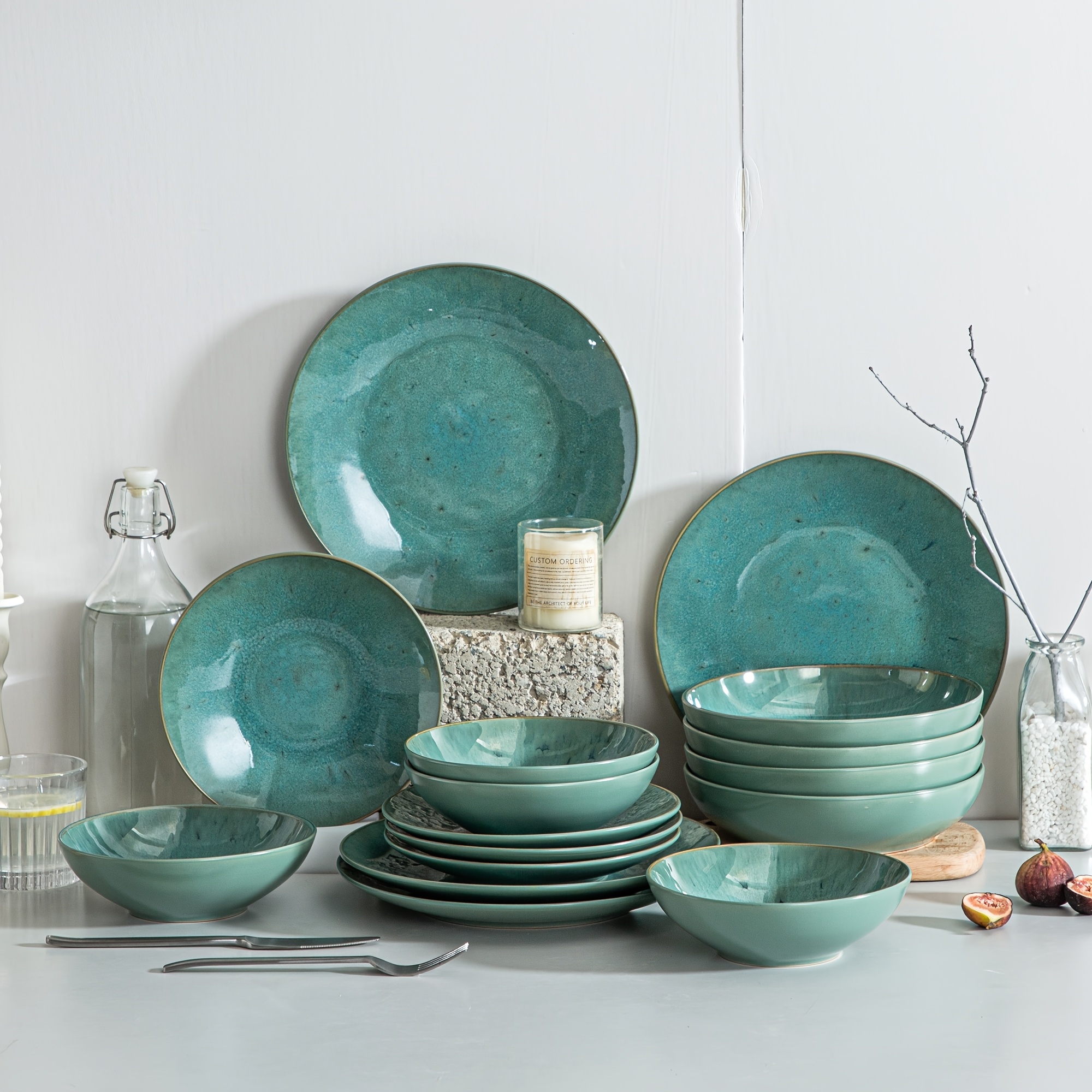 Service Vaisselle 100 Pièces Pour 12 Personnes - Porcelaine Résistante Micro-ondable