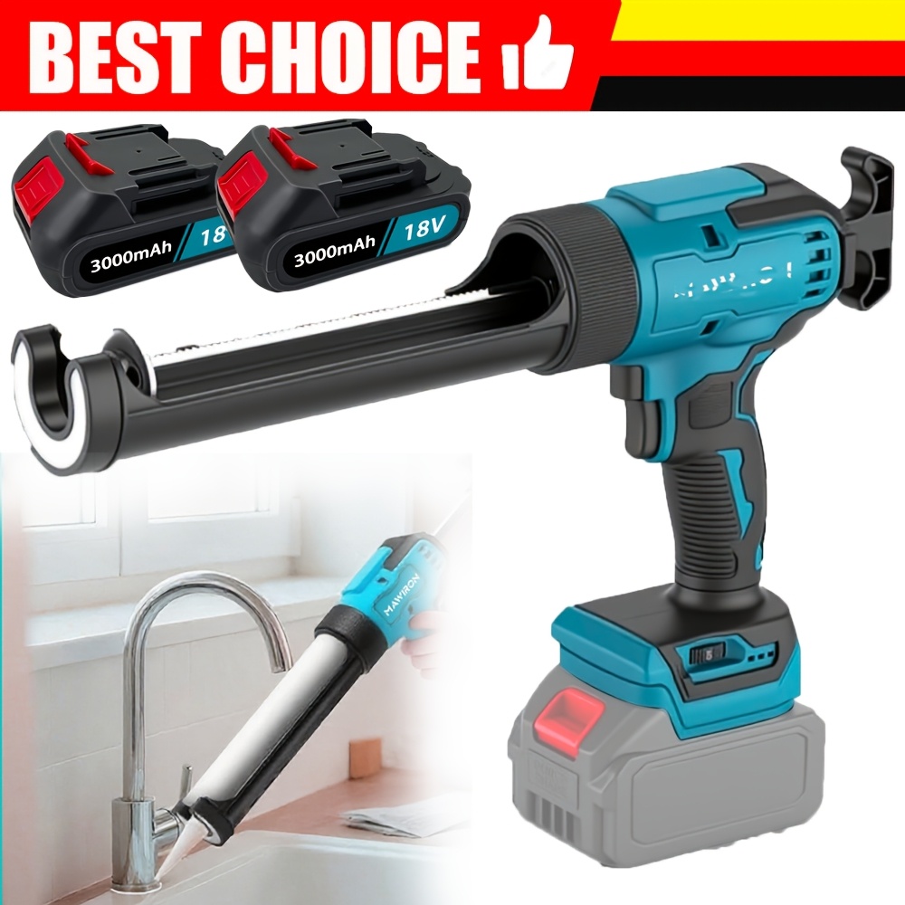 Image of 500w Sealant Gun With 2 X 3000mah Batteries, Electric Caulking Gun With Led Light, Adjustable , Auto For Filling And Sealing