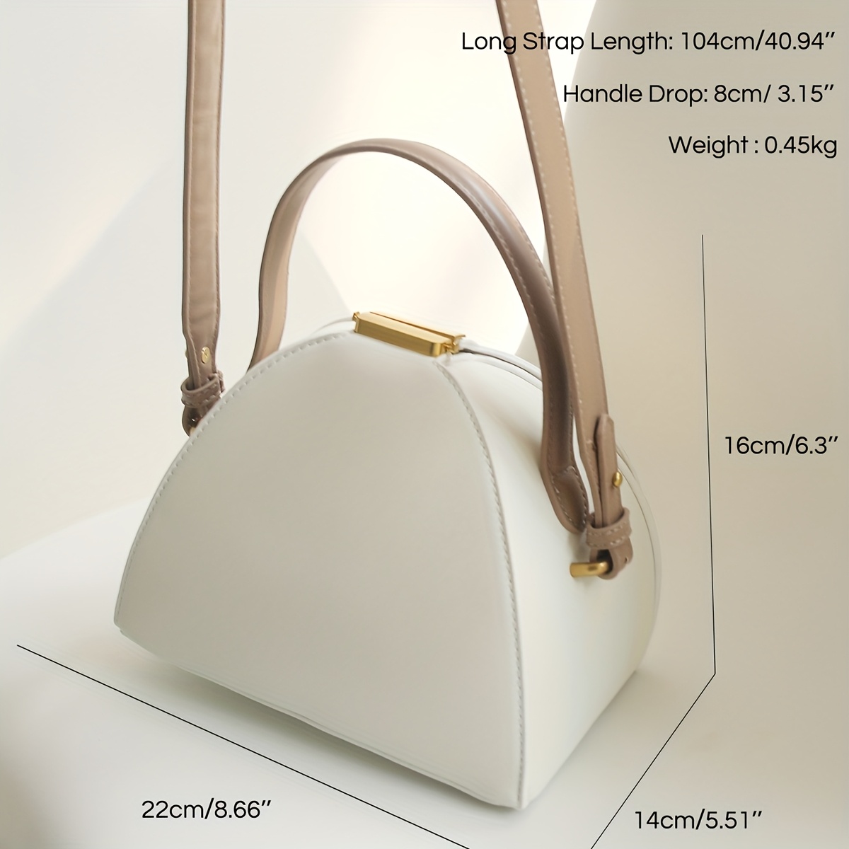 CEZIRA Women's Minimalist Elegant PU Vegan Crossbody Bag with Adjustable Long Strap & Top Handle, Squeeze Lock Closure, Box Shape Design - White & Pink, Versatile for Daily Commute, Work, Casual Outings, Crossbody Purse, Sleek Handbag, Travel Accessory, Modern Style, Highquality Finish, Compact Purse, Stylish Ladies