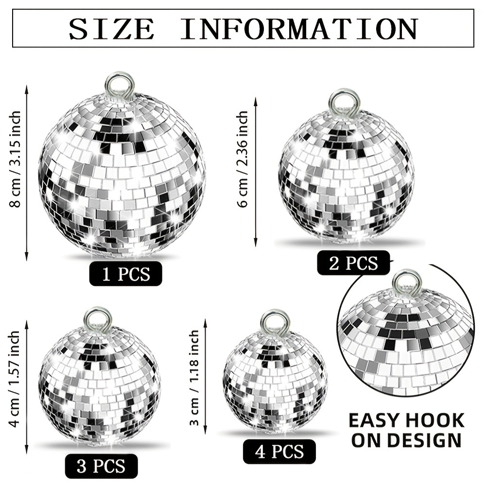 TEMU 10pcs Of Silvery Reflective Disco Mirror Ball Combination Home Decoration Products, Party Decoration Products, Holiday Decoration Products,