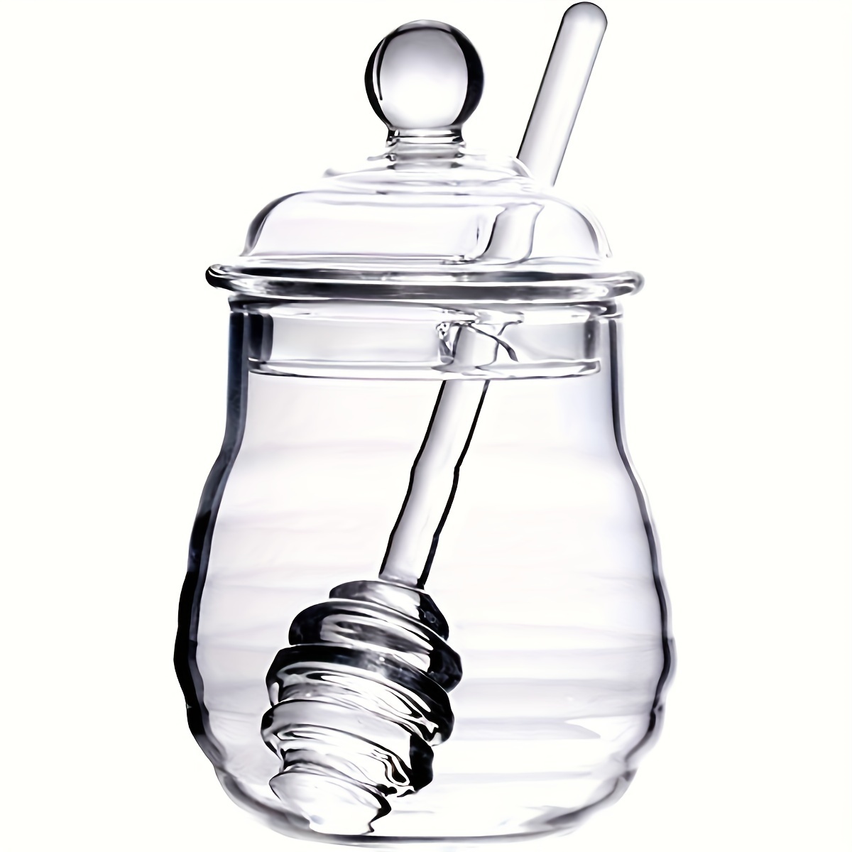 

Elegant Glass Honey Jar With And Lid - Heat-resistant Beehive Design For Restaurants, Cafes & Home Use Honey Decor Glass Honey Dispenser