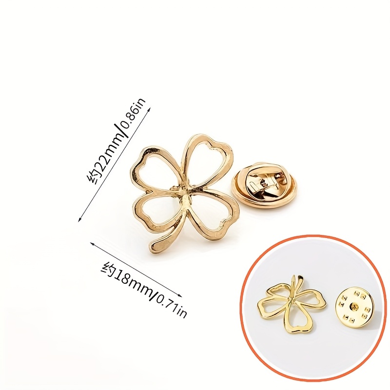 3pcs New Fashion Four-Leaf Clover Metal Buttons, Anti-Slip Design
