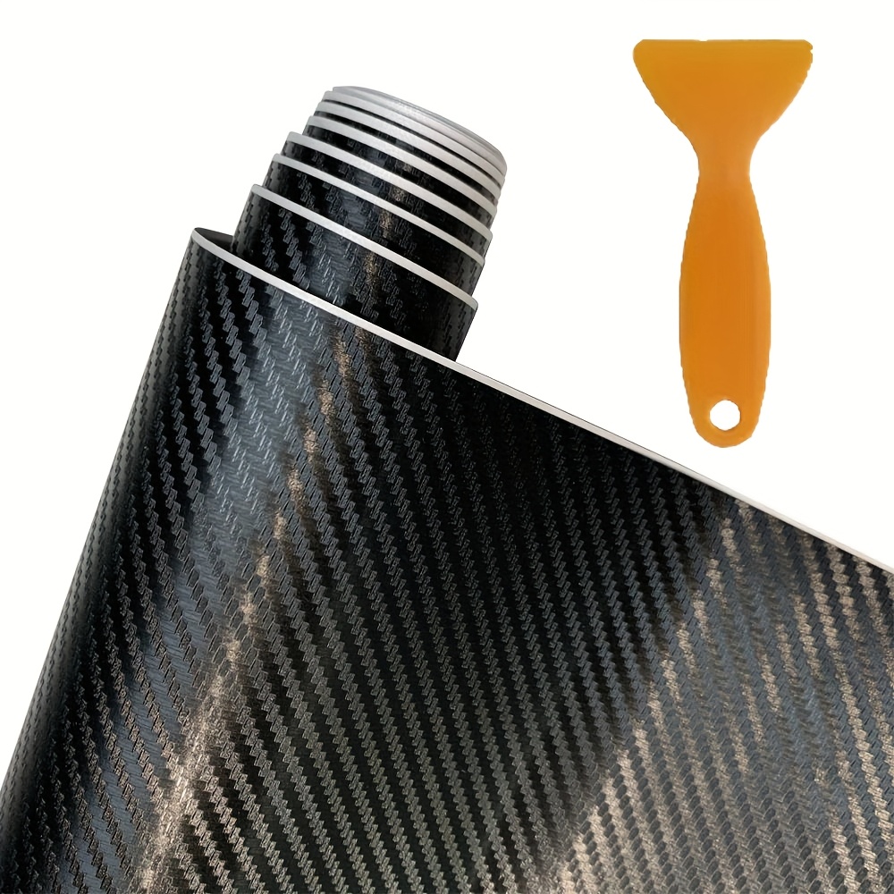 TEMU 3D Große Carbonfaser Auto Karosserie Aufkleber Autoaufkleber, Schwarz Farbwechsel Auto Folie Auto Folie Klebeband Leicht zu Entfernen,