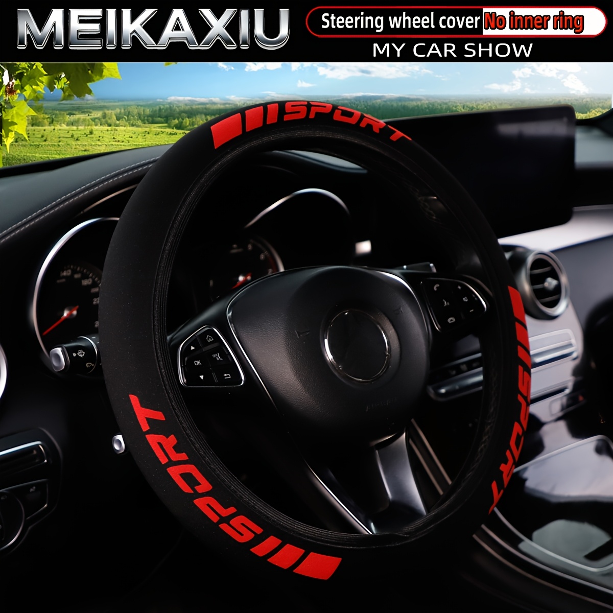 Image of New Style Sport Diving Material Fabric Car Steering Wheel Cover Without , Suitable For -15 Inches, Car Interior Additions, For Women