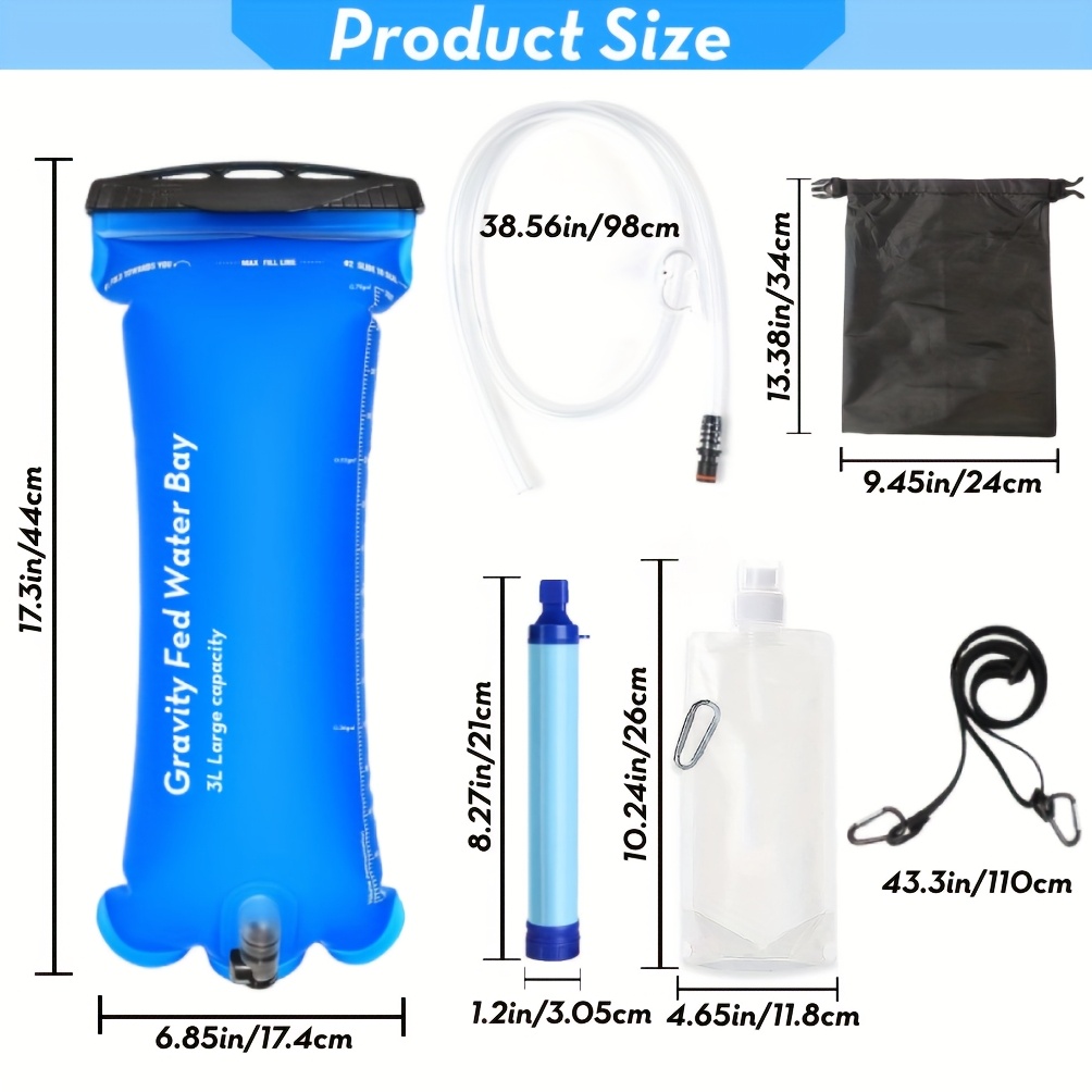 Gravity Water Filter Straw for Camping & Emergency