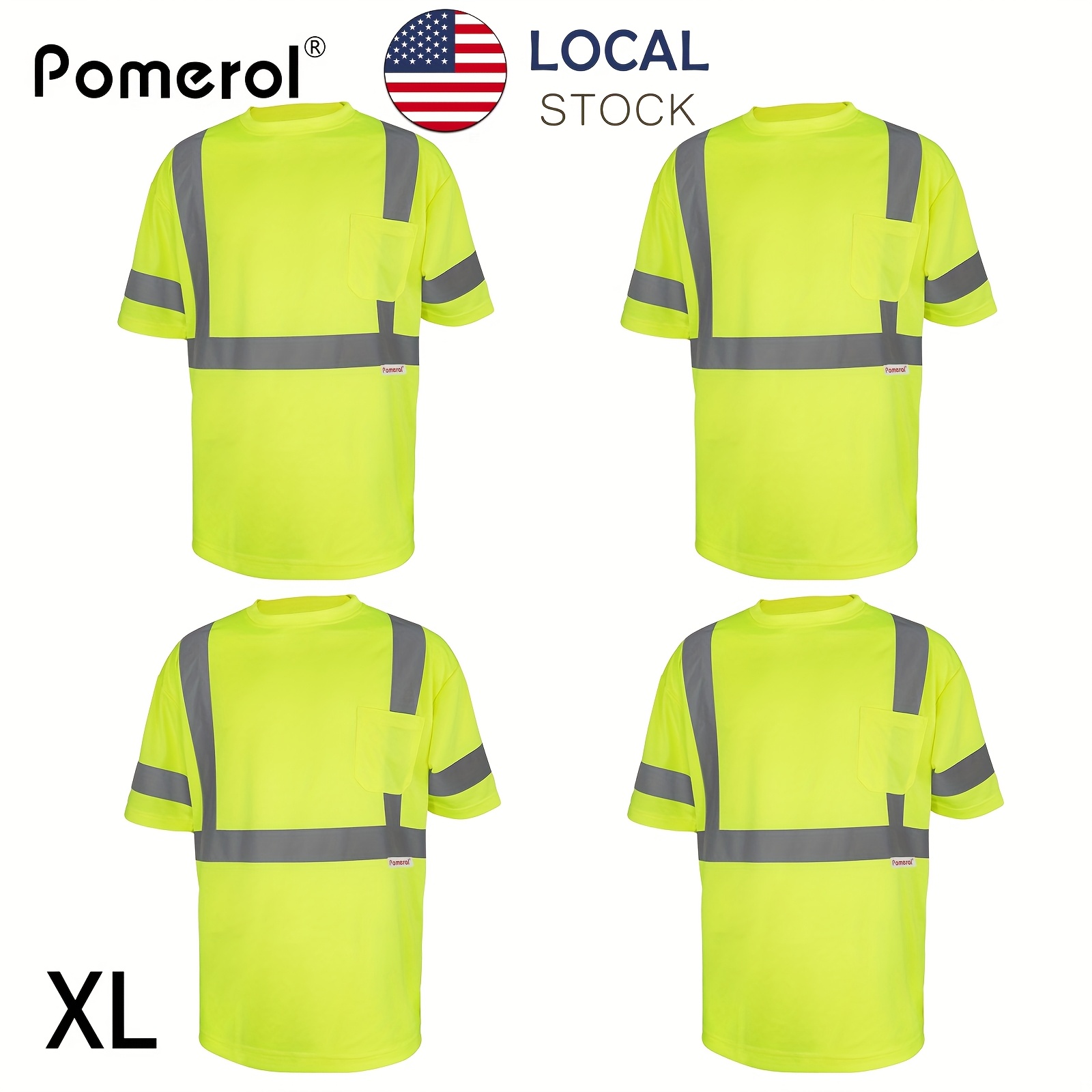 Geyoga 6-Pack Class 3 High Visibility Shirts - Reflective Safety Shirts, Breathable Short Sleeve