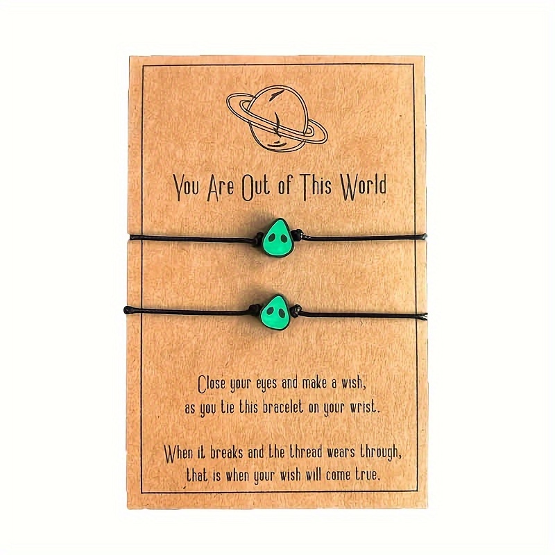 2pcs New Style Creative Soft Clay Handmade Adjustable Couple Friendship Card Bracelet For Men And Women