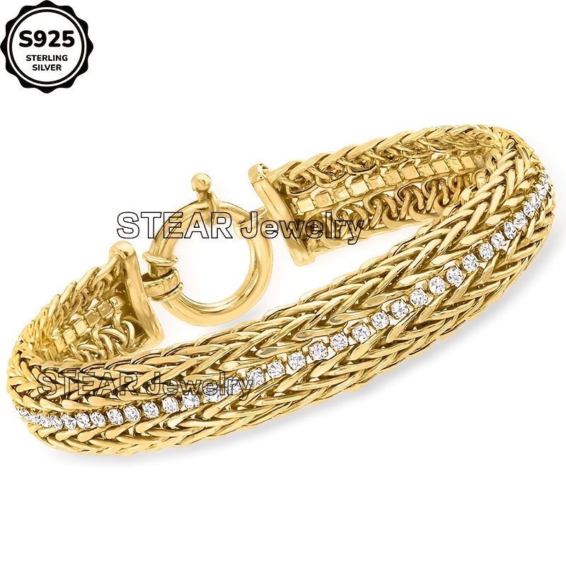 TEMU 925 Sterling Silver Wheat Chain Bracelet, Women's Bracelet, Byzantine Bracelet High Quality Women's Jewelry, 7.87in/8.7in, Halloween Christmas