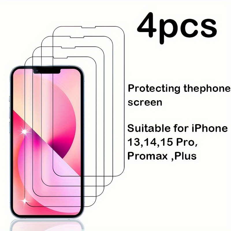 

4pcs Glass Screen Protector For Iphone 13 14 15 Pro Max Pro Plus - With New Anti-reflective Technology Ultra Strong Protects Your Phone Screen