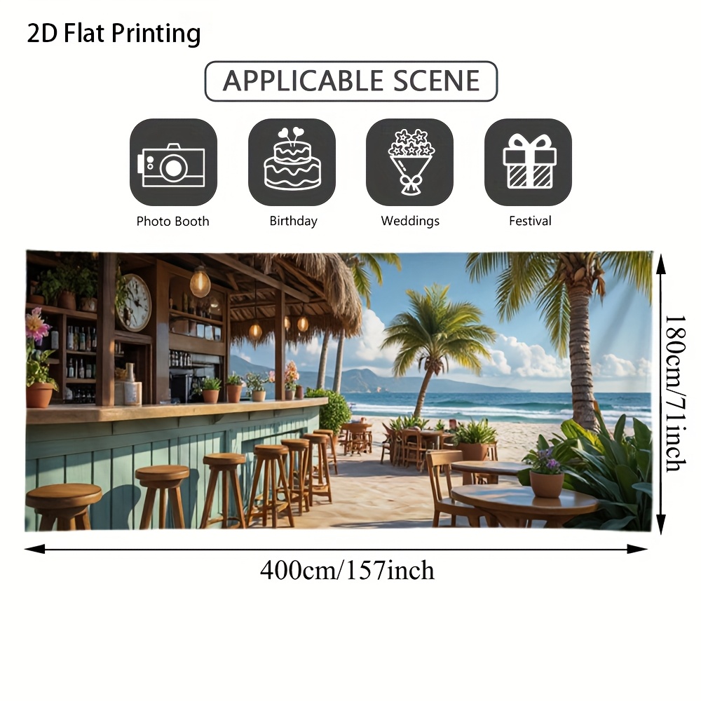TEMU 2d Flat Banner, 1pc Hawaii Tropical Car Garage Door Decoration, Large Fabric For Autumn Celebrations And Fall Festivals