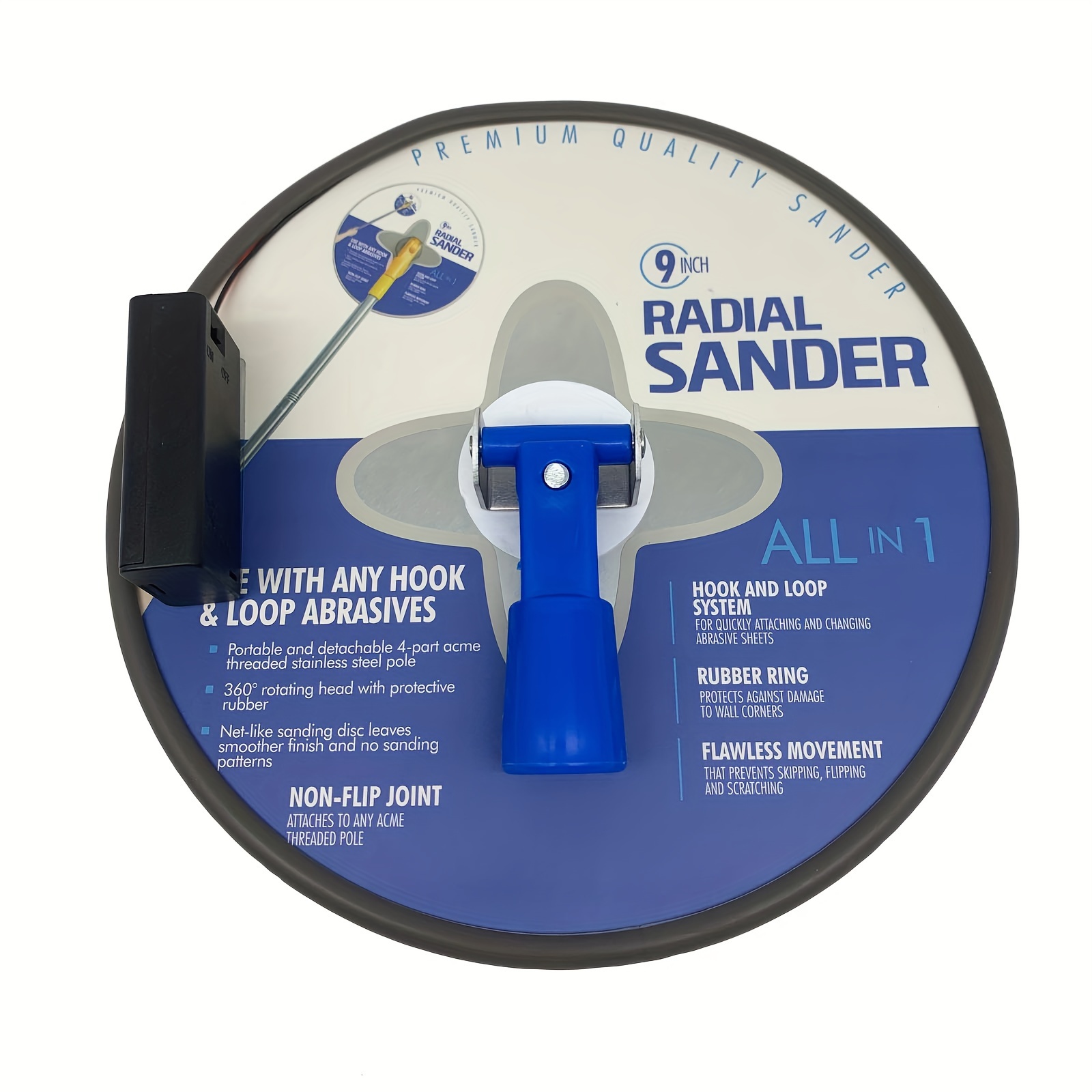 

9 Inch Drywall Sander, Rotary Round Ceiling Sander, Pole Wall Sander For Dry Wall And Painting