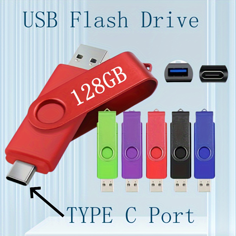

Dual Port Usb Flash Drive Usb Stick U Disk 2 In 1 Design For Type C Port Phone, Tablet, Pc & Connectivity, 128gb Storage