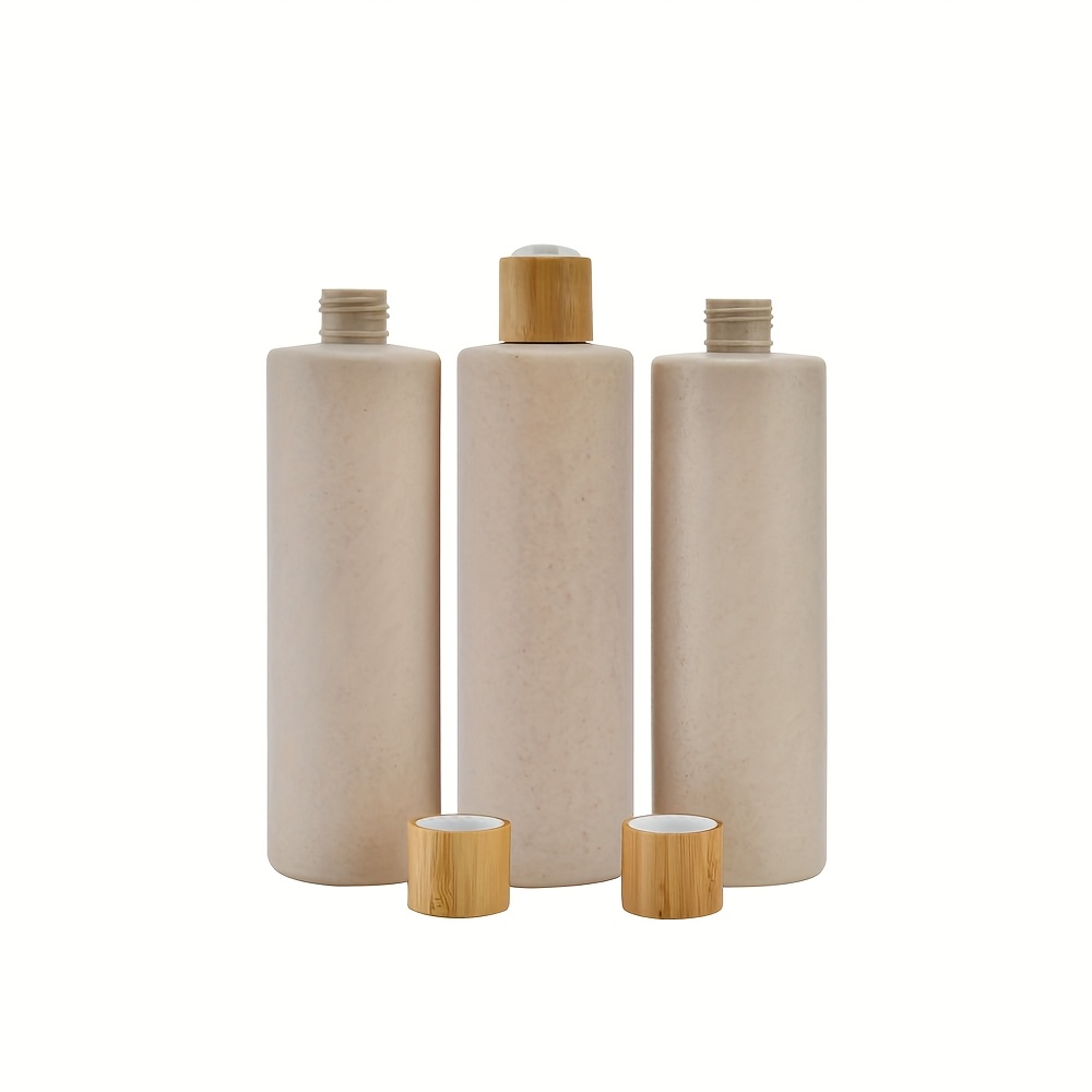 3pcs Straw-colored Lotion Pump Dispenser Set, 13.5oz Reusable Squeeze Bottles - Bathroom And Shower Use