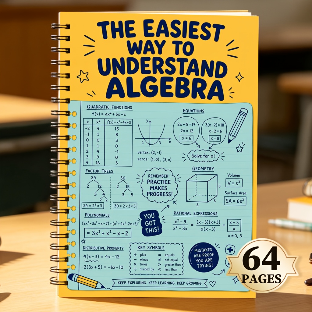 TEMU Derivation Handbook, Helps Important Mathematical Formulas, 64-page Math Formula Exercise Book, Suitable For Algebra Note-taking And Study,