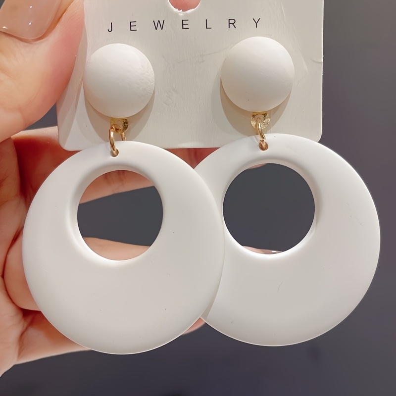 Image of Fashionable Fluorescent Matte Hollow-out Oversized Hoop Earrings For Vacation, Travel, Music Festivals, And Party Accessories