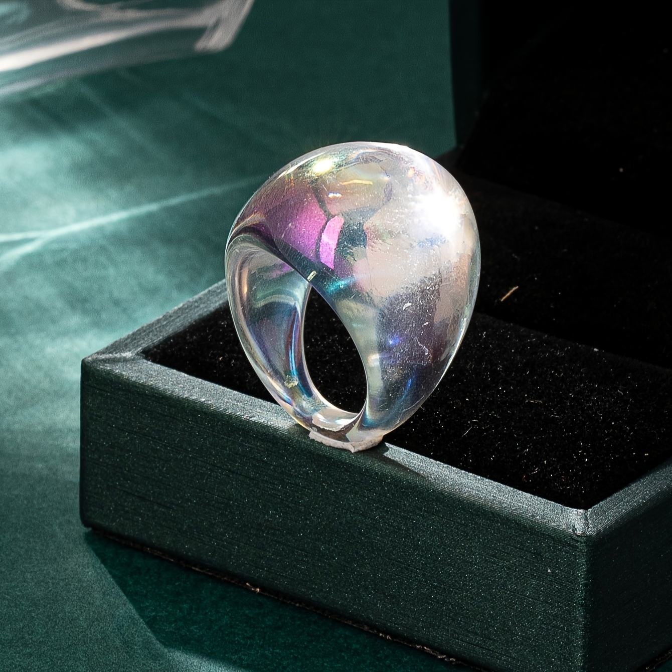 1pc Colorful Acrylic Exaggerated Niche Finger Ring Simple Versatile Ring Gift, European And