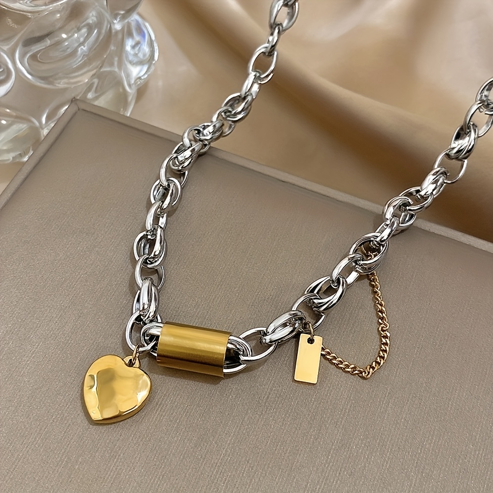 2pcs Romantic Heart Pendant Bangle and Necklace Set