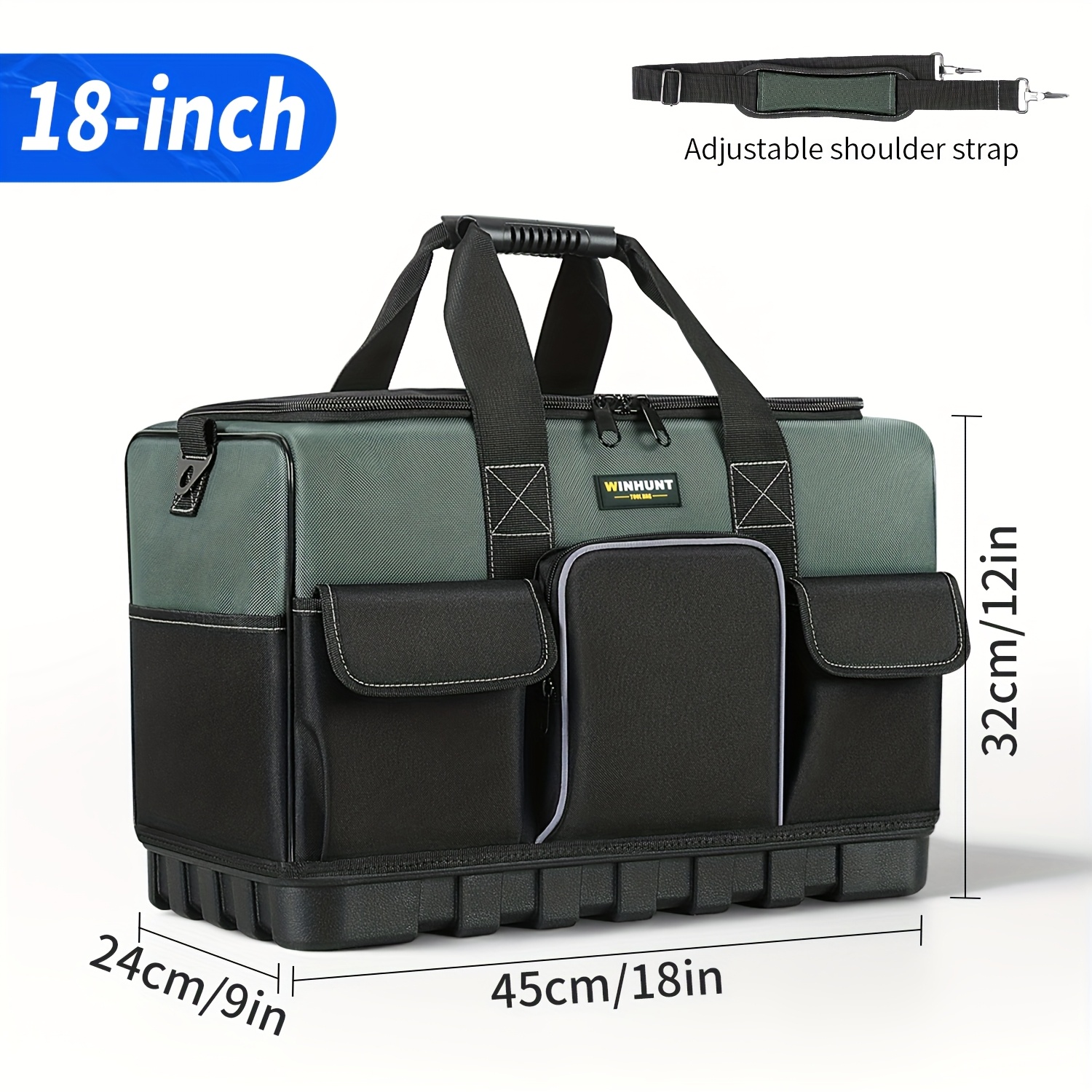 TEMU Borsa Porta Attrezzi, Organizer per Attrezzi da 18/20 Pollici, Borsa Tote per Attrezzi a Bocca Larga con Base , Borsa Organizer per Attrezzi da