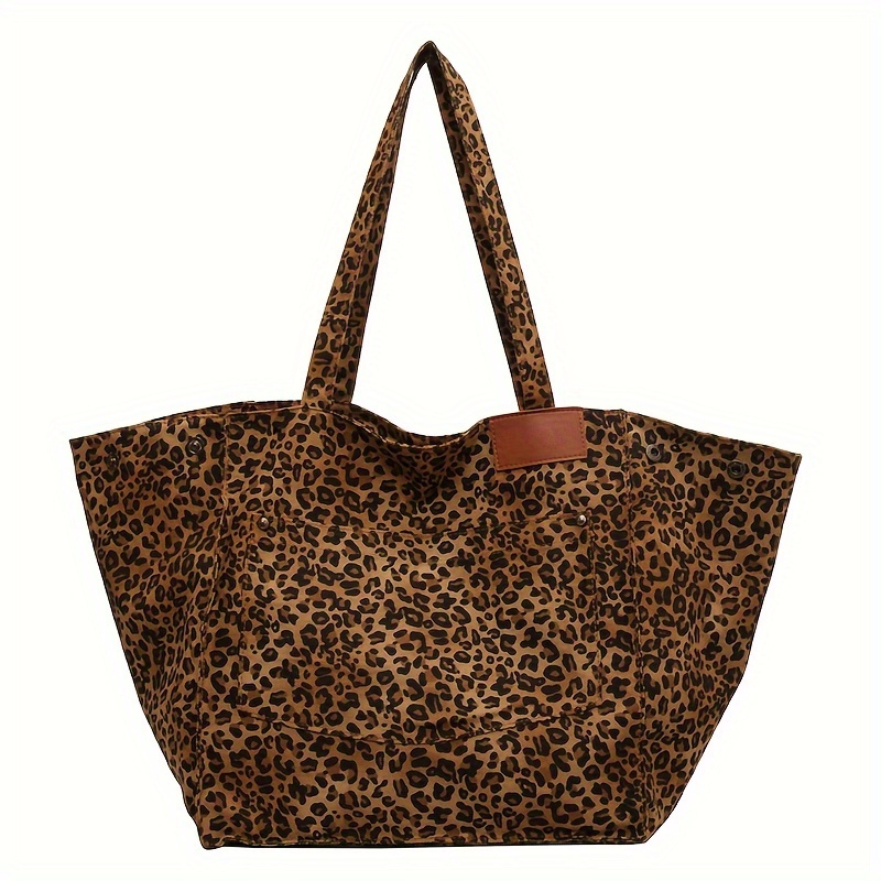 Image of Fashion Leopard Print Tote Bag, Women's Large Capacity Shoulder Bag, Commuting And Travel Underarm Bag